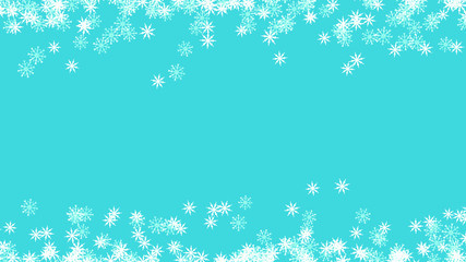 Abstract background with a variety of colorful snowflakes. Big and small.