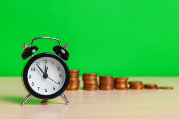 Time is money, table clock with coins