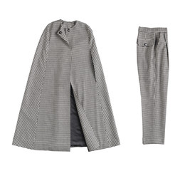 demi-season women's sleeveless cloak with trousers on white background