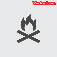 Campfire icon isolated sign symbol and flat style for app, web and digital design. Vector illustration.