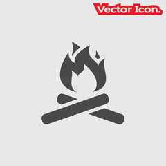 Campfire icon isolated sign symbol and flat style for app, web and digital design. Vector illustration.