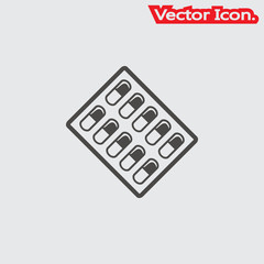 Capsule and pills icon isolated sign symbol and flat style for app, web and digital design. Vector illustration.