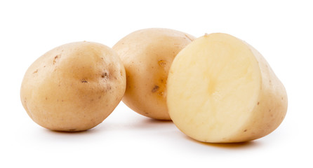 raw yellow potato isolated on white background