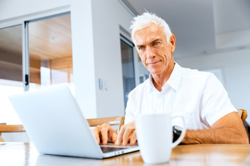 Fototapeta premium Man working on laptop at home