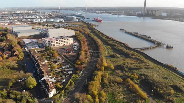 Flying over a park near Purfleet train station