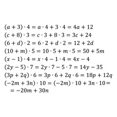 An example of an algebraic multiplication problem for a polynomial by a monomial opening of parentheses