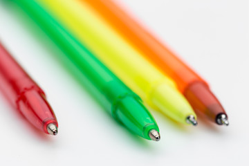 Set of pens isolated on white background