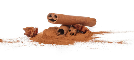Cinnamon sticks isolated on white background