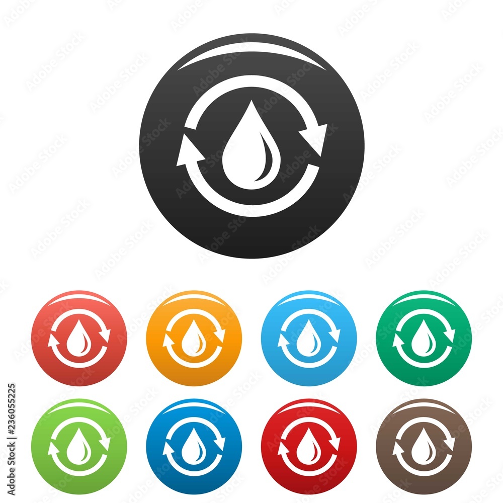 Poster water saving icons set 9 color vector isolated on white for any design