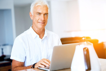 Fototapeta premium Man working on laptop at home