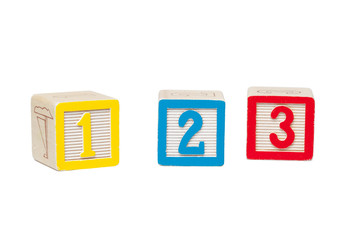 Wooden alphabet blocks isolated on white background