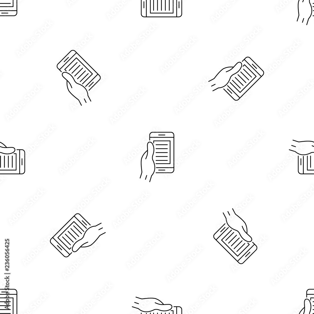 Poster smartphone in hand pattern seamless vector repeat geometric for any web design
