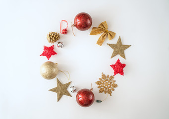 Baubles on white desk
