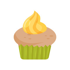Sweet delicious cupcake, design element for Birthday party vector Illustration on a white background