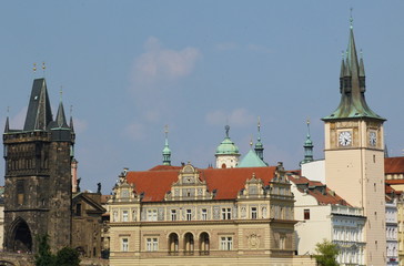 Typical palaces along the Vltava, Prague, Czech Republic