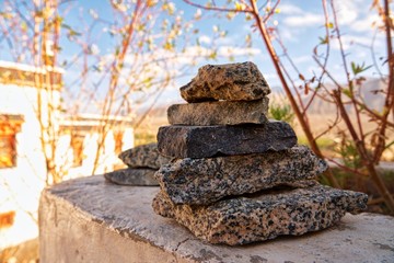Buddhist stones piled