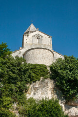 Fototapeta na wymiar Church in medieval village of La garde Adhemar in the south of France