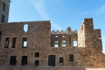 The Romanesque abbey of Sant Pere de Rodes, in the municipality of El Port de la Selva. Girona, Catalonia