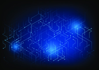 Abstract blue computer technology background with circuit board system , Vector illustration