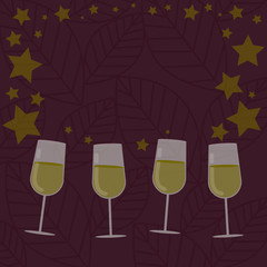 Design business Empty template isolated Minimalist graphic layout template for advertising . Filled Cocktail Wine Glasses with Scattered Stars as Confetti Stemware