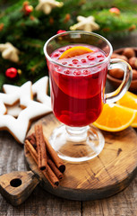Glass of hot mulled wine