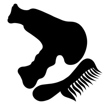 recommend clip art: Hair dryer and comb, set to create hair, a black silhouette