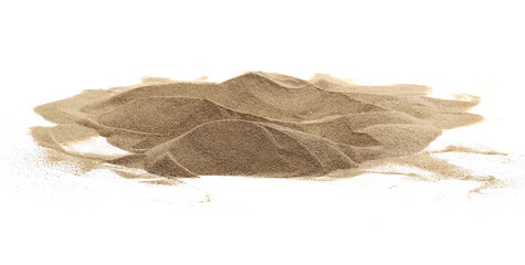 Desert sand pile, dune isolated on white background and texture, with clipping path