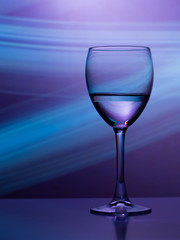 Wine glass in the club light night on weekends and holidays