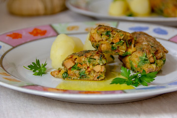 mushroom cutlets close-up