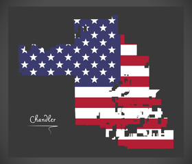 Chandler Arizona City map with American national flag illustration