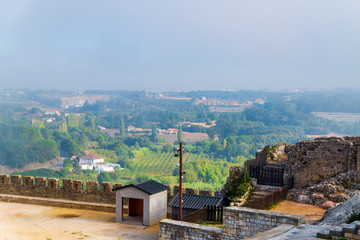 Aerial view of a green rural area in Europe