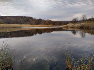 landscape with lake and clouds