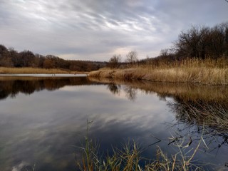 landscape with lake and clouds