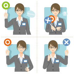 優良女子推進課/ビジネススーツ+社員証＋眼鏡