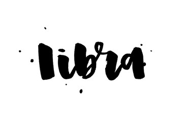 Libra lettering Calligraphy Brush Text horoscope Zodiac sign illustration