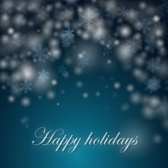Dark blue winter holidays greeting card With Snowflakes
