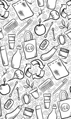 Seamless pattern with hand drawn Zero Was objects. Vector doodle texture for wallpaper, textile, background and your design