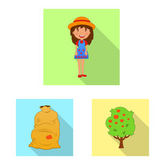 Vector design of farm and agriculture icon. Set of farm and plant stock vector illustration.