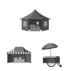 Vector illustration of market and exterior logo. Set of market and food stock symbol for web.