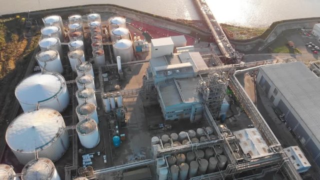 Flying over an oil depot