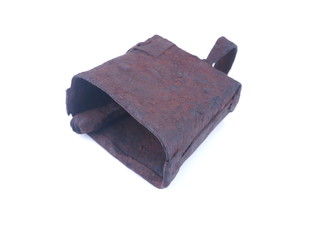 old metal bell on white background