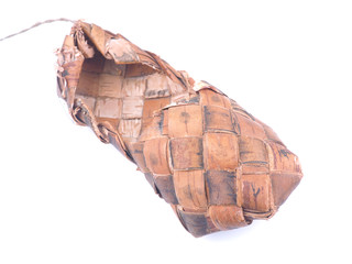 bark bast shoes on white background