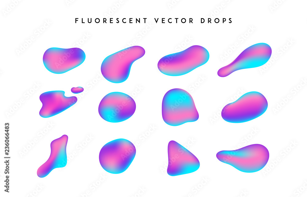 Wall mural gradient vivid shapes. modern abstract colorful vector fluid collection.