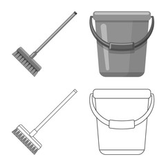 Isolated object of cleaning and service icon. Set of cleaning and household stock vector illustration.