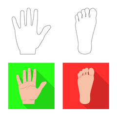 Vector illustration of human and part sign. Set of human and woman vector icon for stock.