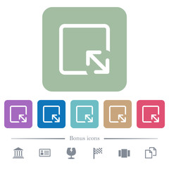 Resize object flat icons on color rounded square backgrounds