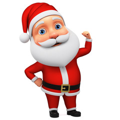 Cartoon character Santa Claus shows muscles. 3d rendering. Illustration for advertising.