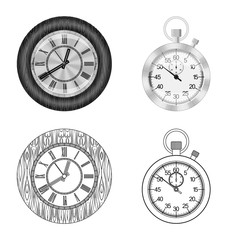 Fototapeta na wymiar Vector illustration of clock and time sign. Set of clock and circle stock vector illustration.