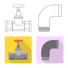 Vector design of pipe and tube logo. Set of pipe and pipeline vector icon for stock.