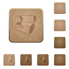 Empty open coffer wooden buttons